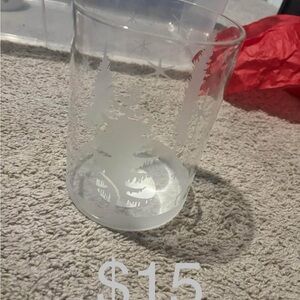 Frosted Glass Candle Holder with Winter Scene